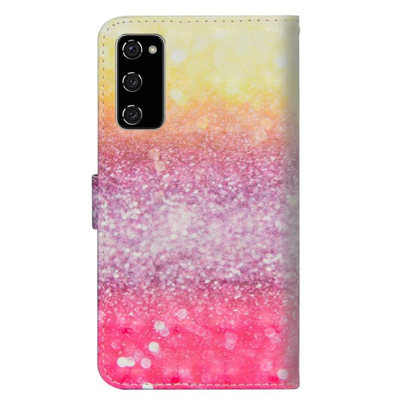 Capa De Couro Para Samsung Galaxy S20 FE Gradiente Glitter Magenta