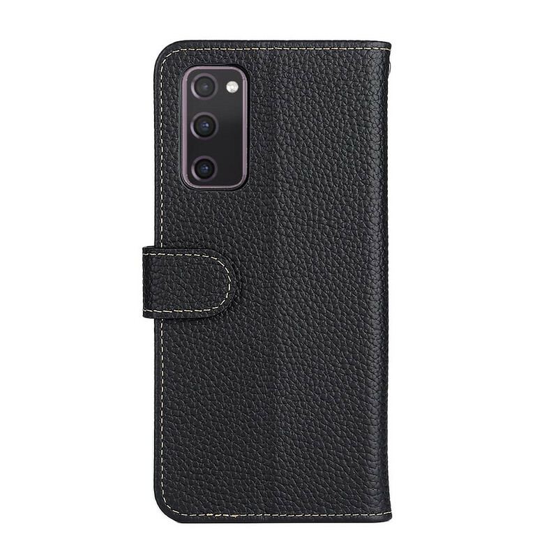 Capa De Couro Para Samsung Galaxy S20 FE Khazneh Lichia Couro