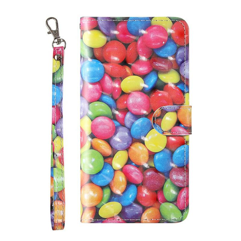 Capa De Couro Para Samsung Galaxy S20 FE Light Spot Candy Com Cordão