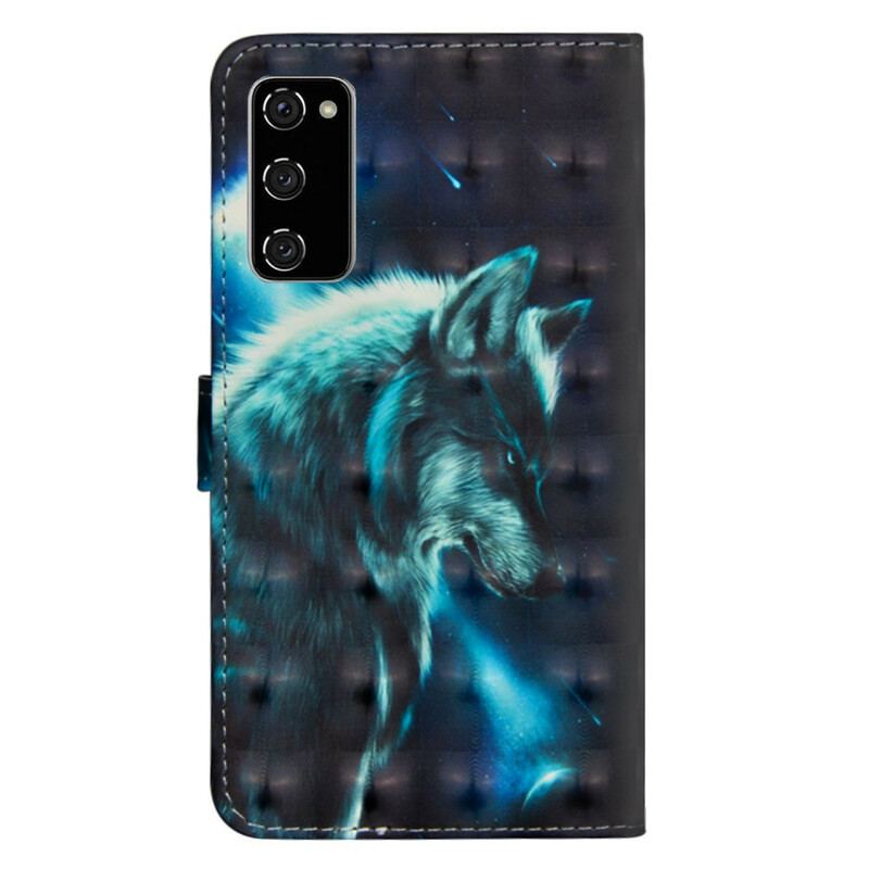 Capa De Couro Para Samsung Galaxy S20 FE Lobo Majestoso