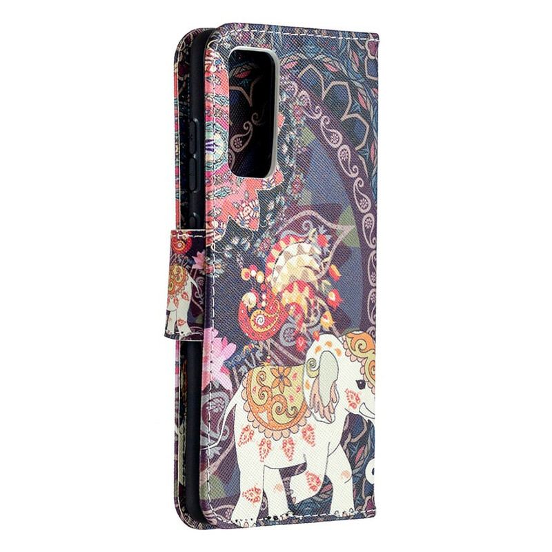 Capa De Couro Para Samsung Galaxy S20 FE Mandala De Elefantes Étnicos