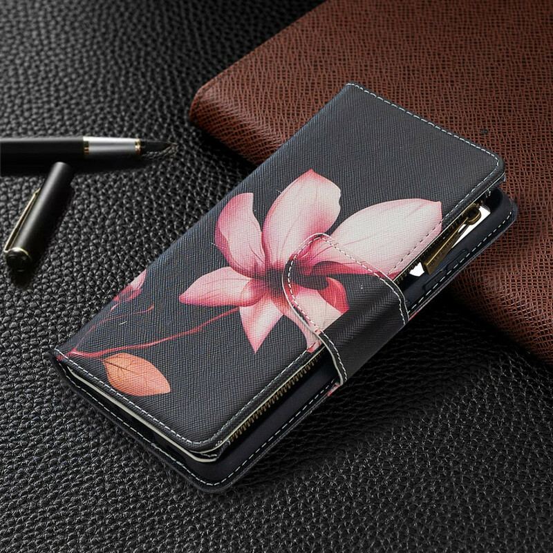 Capa Em Pele Para Samsung Galaxy S20 FE Bolso Com Zíper Flor