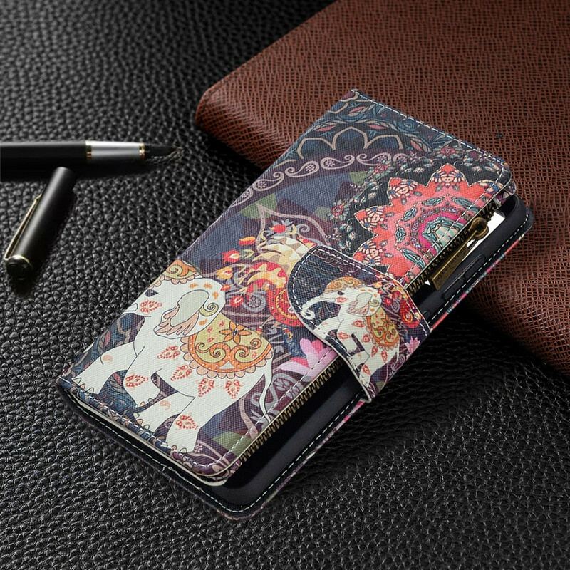 Capa Em Pele Para Samsung Galaxy S20 FE Bolso Elefante Com Zíper