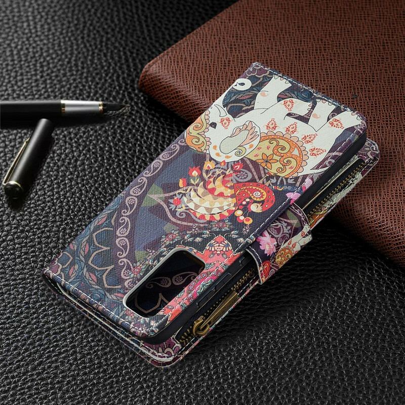 Capa Em Pele Para Samsung Galaxy S20 FE Bolso Elefante Com Zíper