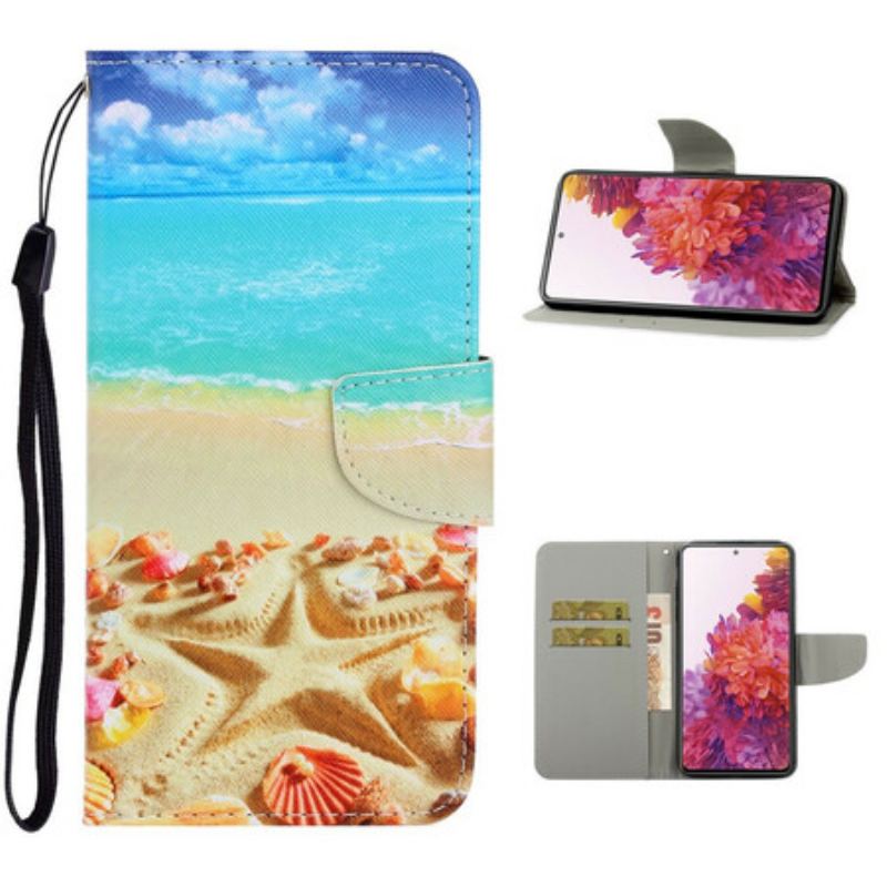 Capa Em Pele Para Samsung Galaxy S20 FE De Cordão Praia Da Corda