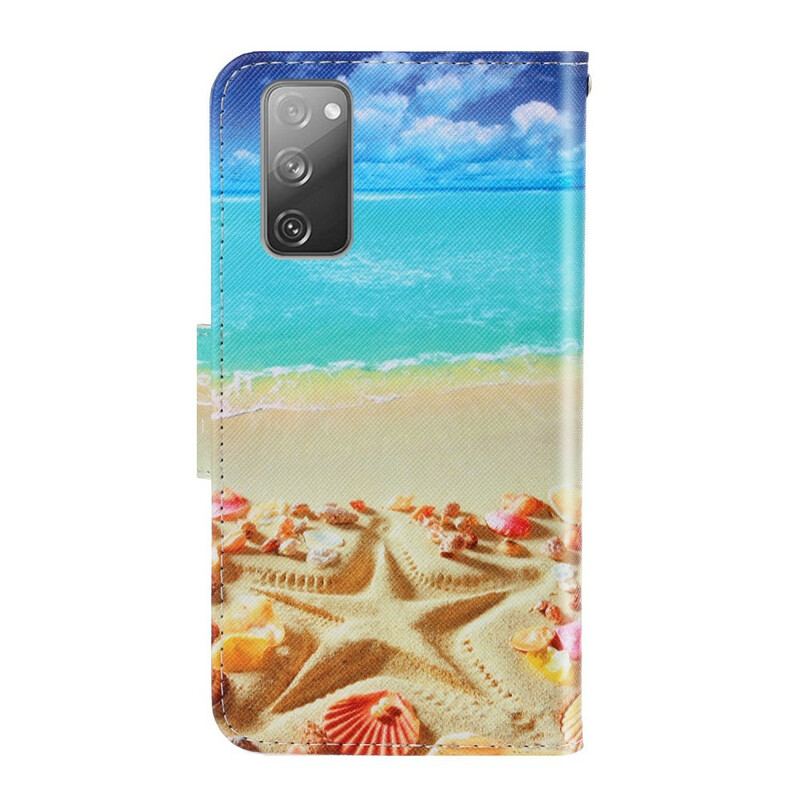 Capa Em Pele Para Samsung Galaxy S20 FE De Cordão Praia Da Corda