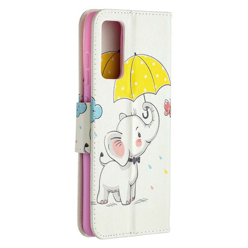 Capa Em Pele Para Samsung Galaxy S20 FE Elefante Bébé