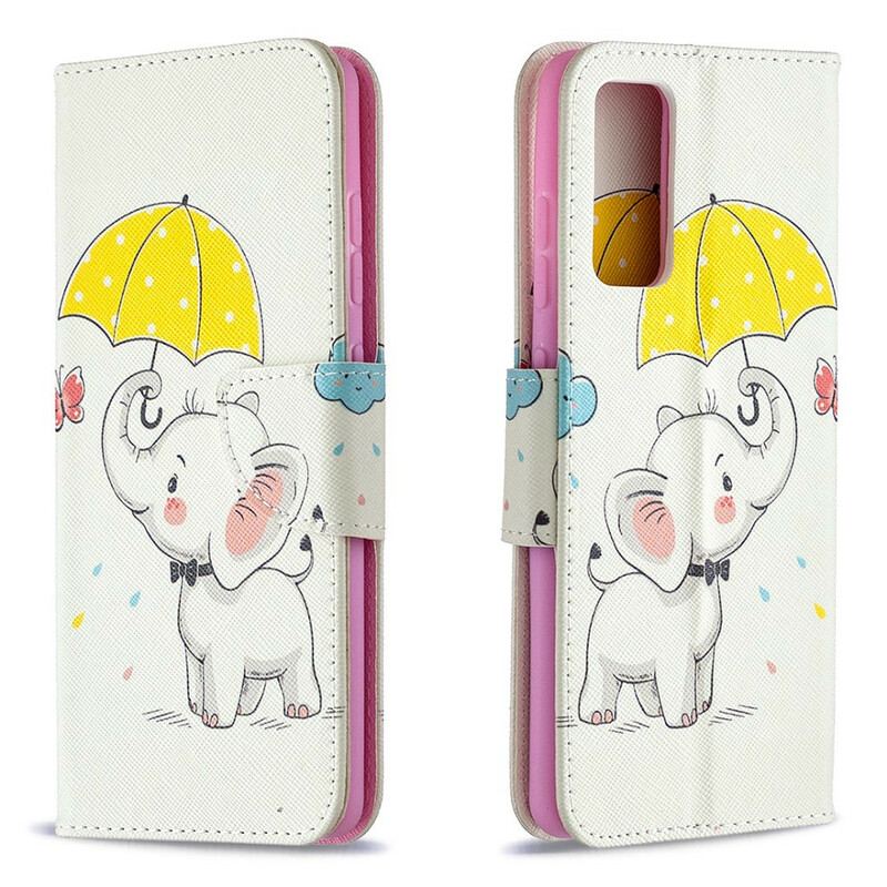 Capa Em Pele Para Samsung Galaxy S20 FE Elefante Bébé