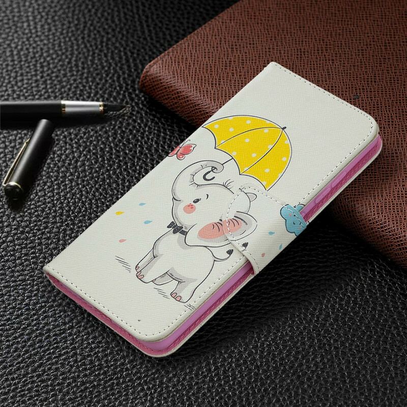 Capa Em Pele Para Samsung Galaxy S20 FE Elefante Bébé