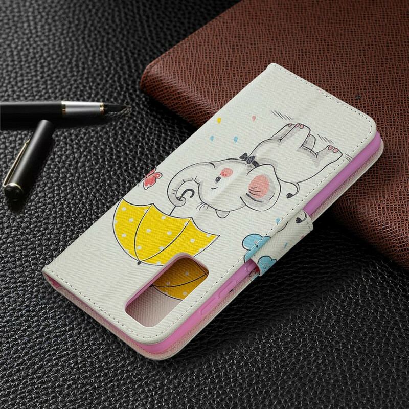 Capa Em Pele Para Samsung Galaxy S20 FE Elefante Bébé