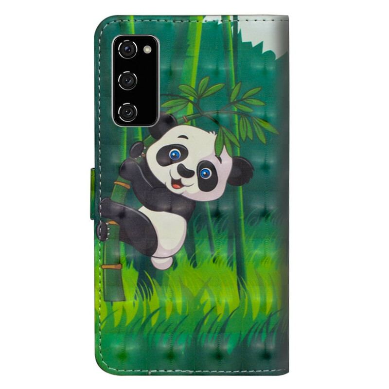 Capa Em Pele Para Samsung Galaxy S20 FE Panda E Bambu