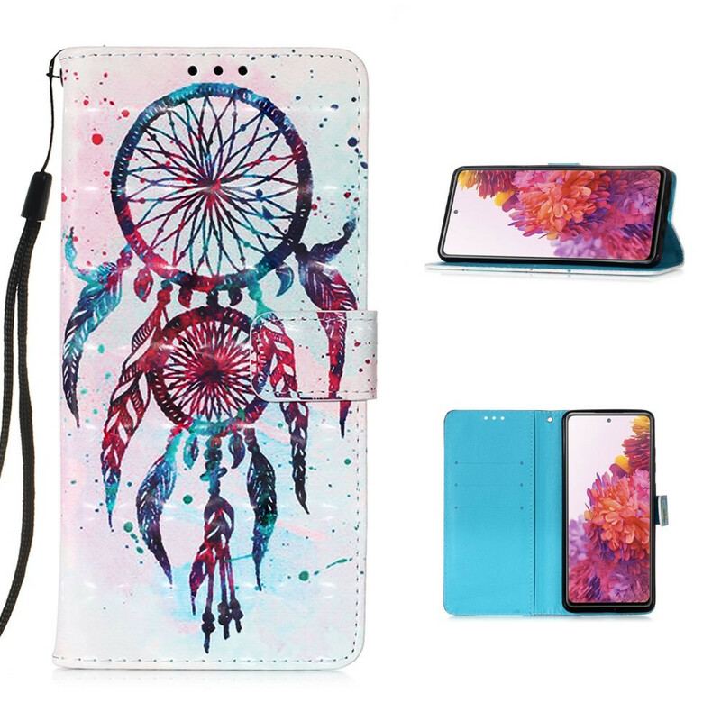 Capa Flip Para Samsung Galaxy S20 FE Apanhador De Sonhos Aquarela