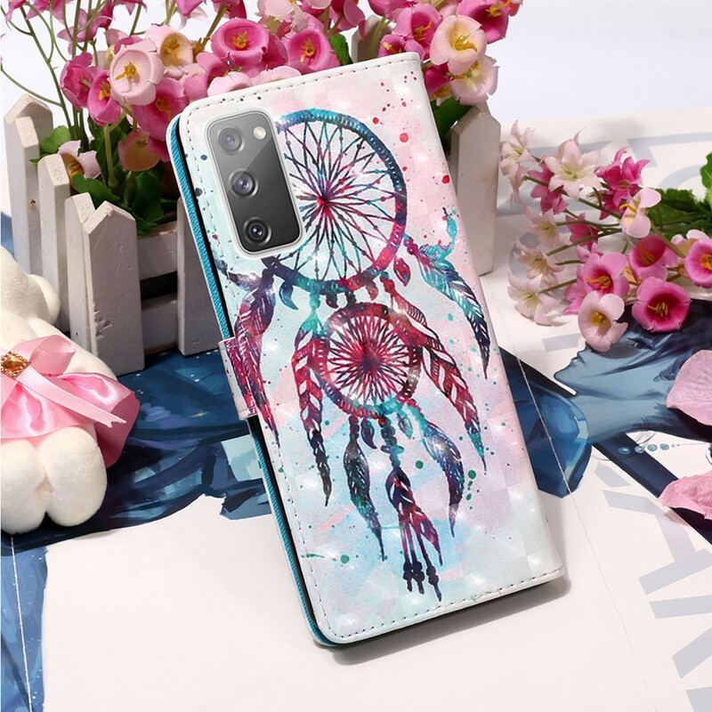 Capa Flip Para Samsung Galaxy S20 FE Apanhador De Sonhos Aquarela