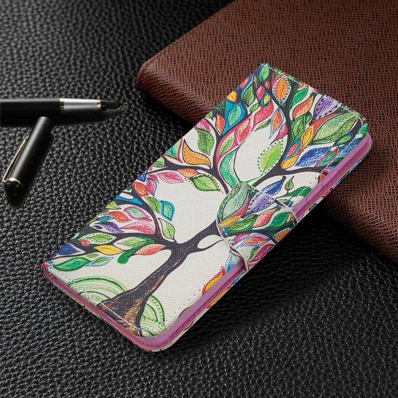 Capa Flip Para Samsung Galaxy S20 FE Árvore Colorida