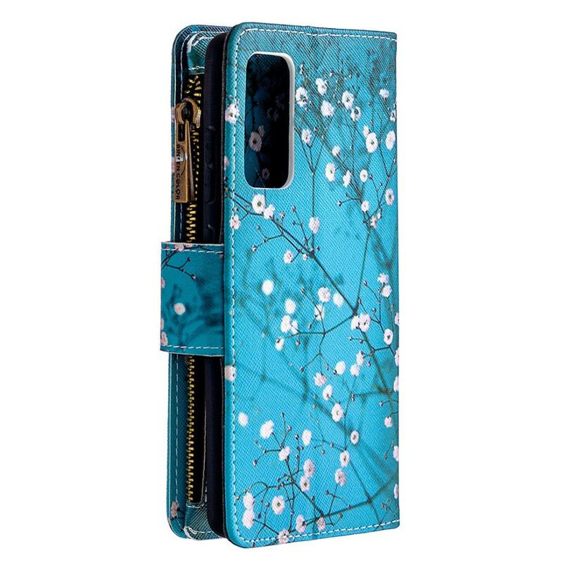 Capa Flip Para Samsung Galaxy S20 FE Bolso De Árvore Com Zíper