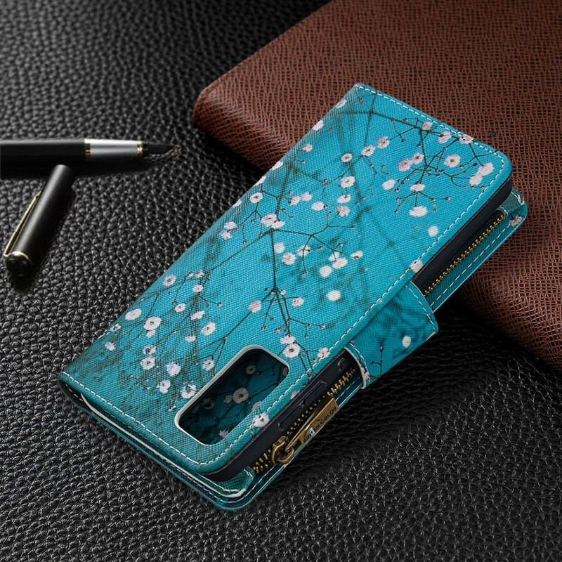 Capa Flip Para Samsung Galaxy S20 FE Bolso De Árvore Com Zíper