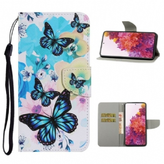 Capa Flip Para Samsung Galaxy S20 FE Borboletas E Flores De Verão