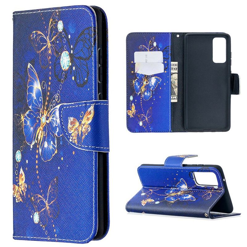 Capa Flip Para Samsung Galaxy S20 FE Borboletas Reis