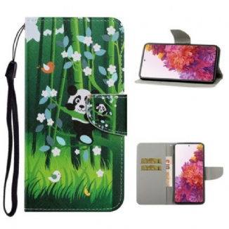 Capa Flip Para Samsung Galaxy S20 FE Caminhada Do Panda