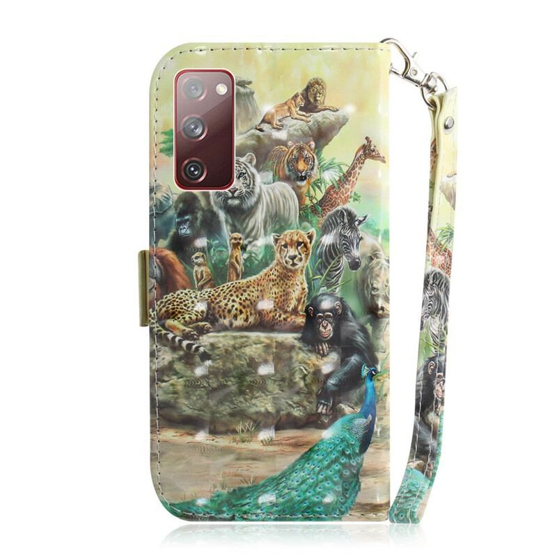 Capa Flip Para Samsung Galaxy S20 FE De Cordão Animais De Safári Tanga