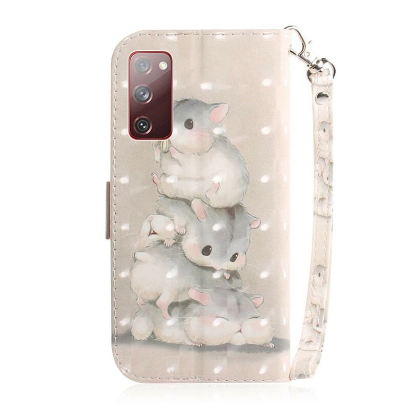 Capa Flip Para Samsung Galaxy S20 FE De Cordão Hamsters Tanga