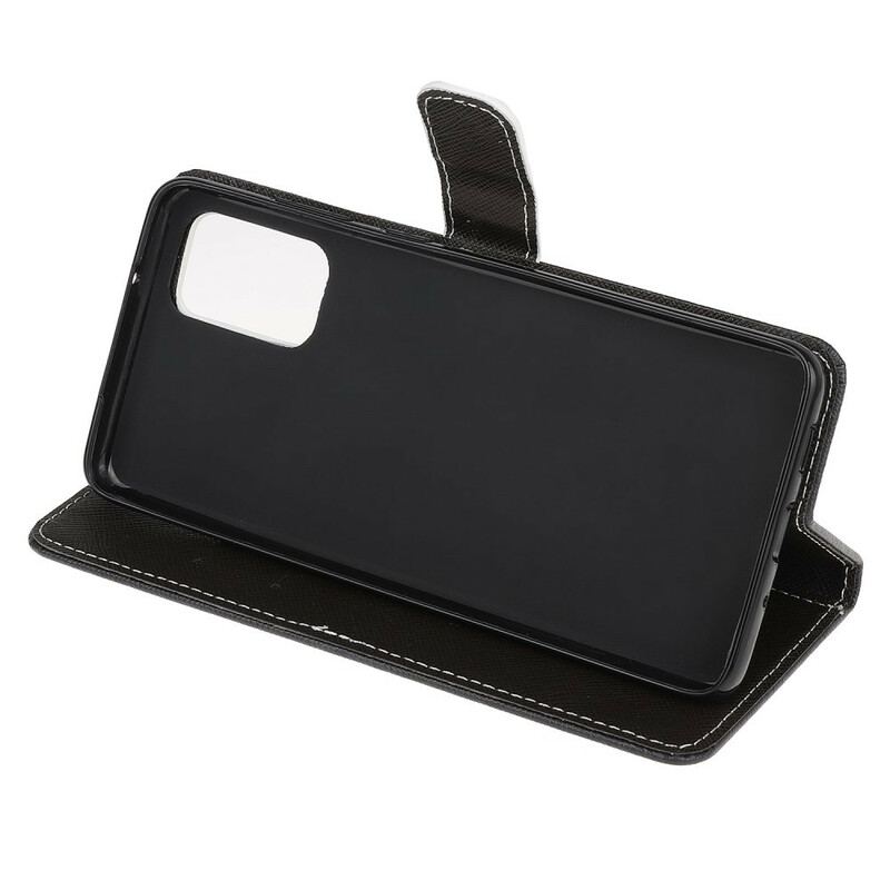 Capa Flip Para Samsung Galaxy S20 FE De Cordão Olhos De Gato Preto Com Tiras