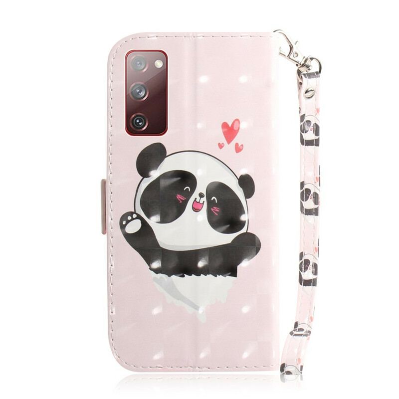 Capa Flip Para Samsung Galaxy S20 FE De Cordão Panda Love Com Cordão