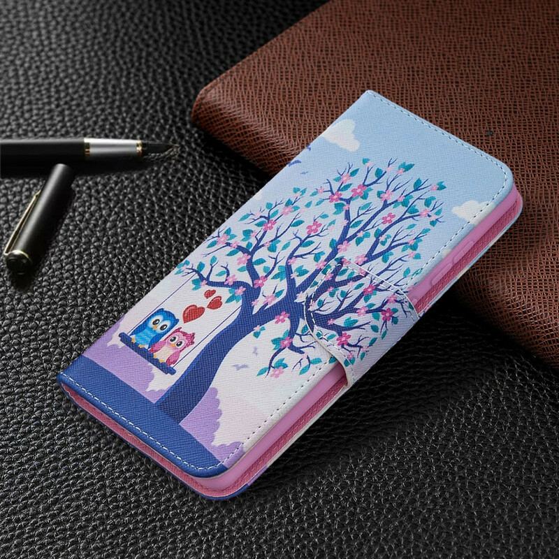 Capa Flip Para Samsung Galaxy S20 FE Corujas No Balanço