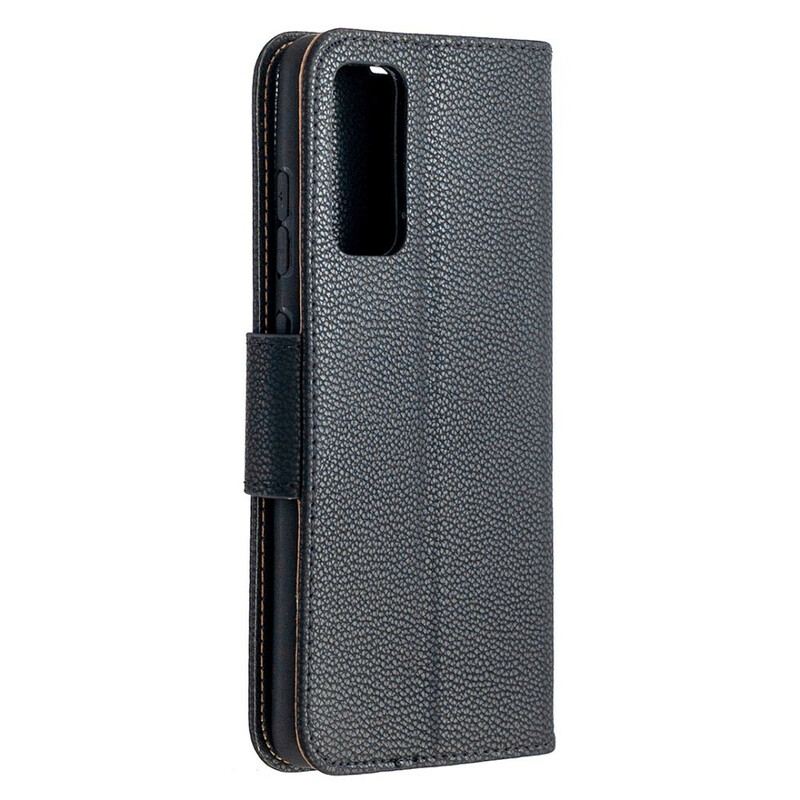 Capa Flip Para Samsung Galaxy S20 FE De Couro Lichia Rabat Oblíqua