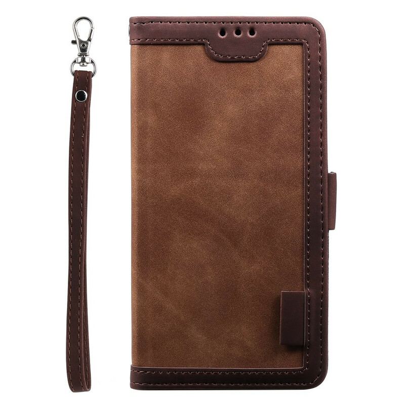 Capa Flip Para Samsung Galaxy S20 FE Couro Sintético Simples Reforçado Em Dois Tons