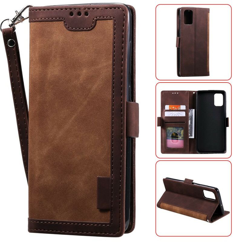 Capa Flip Para Samsung Galaxy S20 FE Couro Sintético Simples Reforçado Em Dois Tons