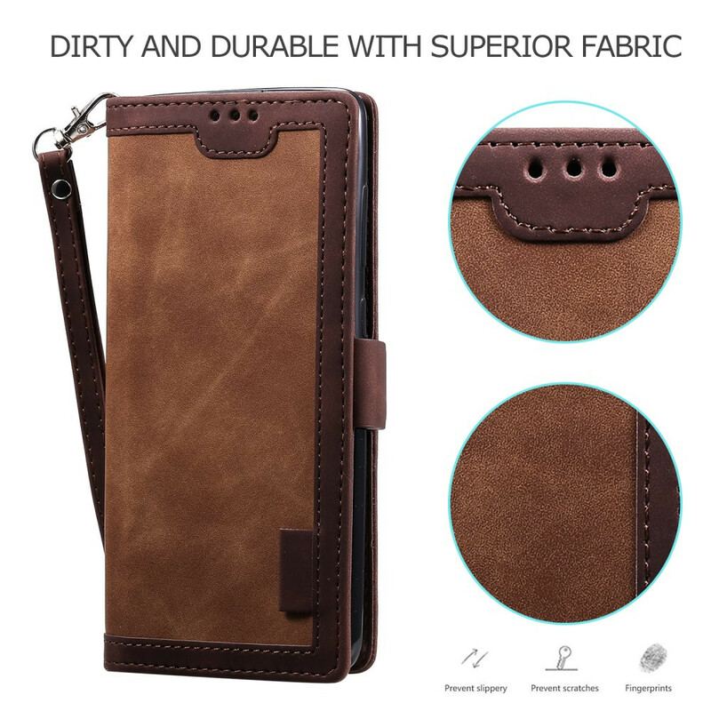 Capa Flip Para Samsung Galaxy S20 FE Couro Sintético Simples Reforçado Em Dois Tons