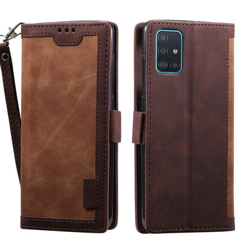 Capa Flip Para Samsung Galaxy S20 FE Couro Sintético Simples Reforçado Em Dois Tons