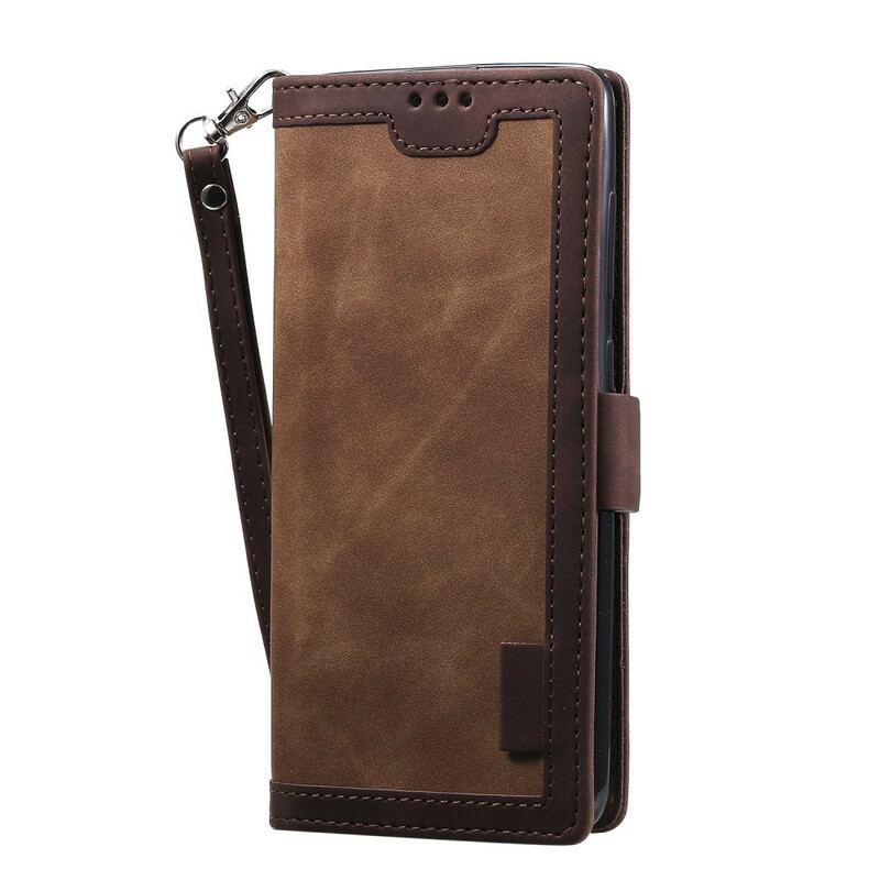 Capa Flip Para Samsung Galaxy S20 FE Couro Sintético Simples Reforçado Em Dois Tons