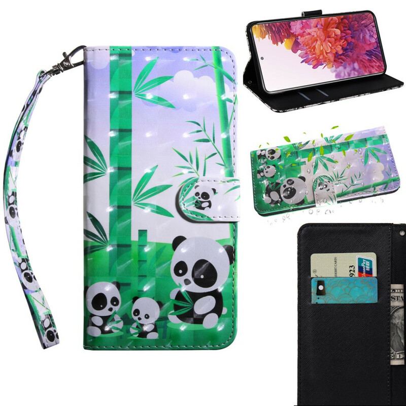 Capa Flip Para Samsung Galaxy S20 FE Família Panda