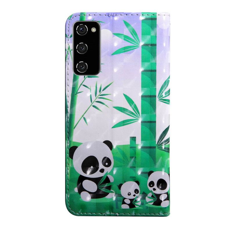 Capa Flip Para Samsung Galaxy S20 FE Família Panda