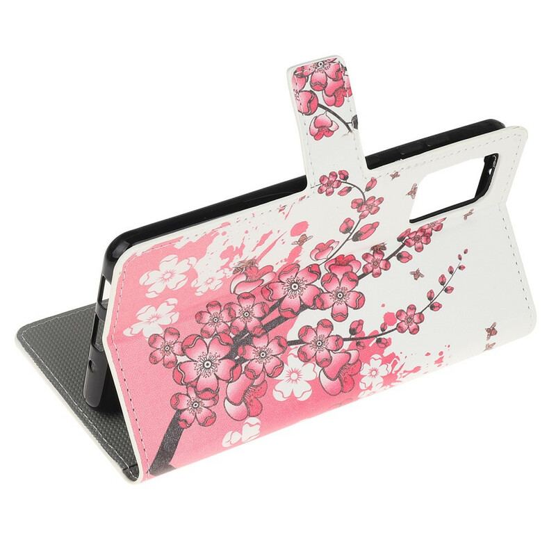 Capa Flip Para Samsung Galaxy S20 FE Flores Tropicais