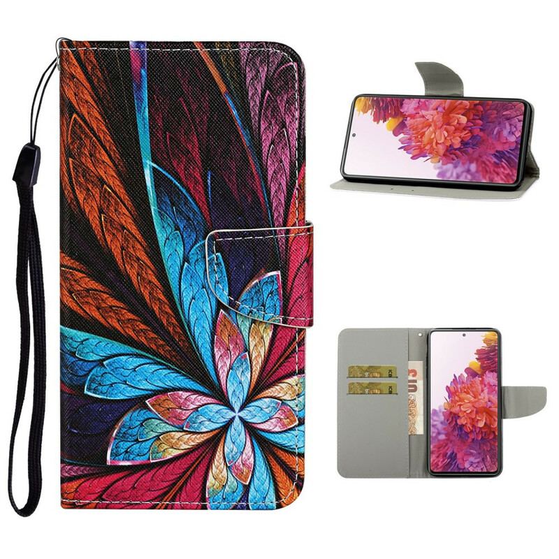 Capa Flip Para Samsung Galaxy S20 FE Lençóis Coloridos Com Cordão