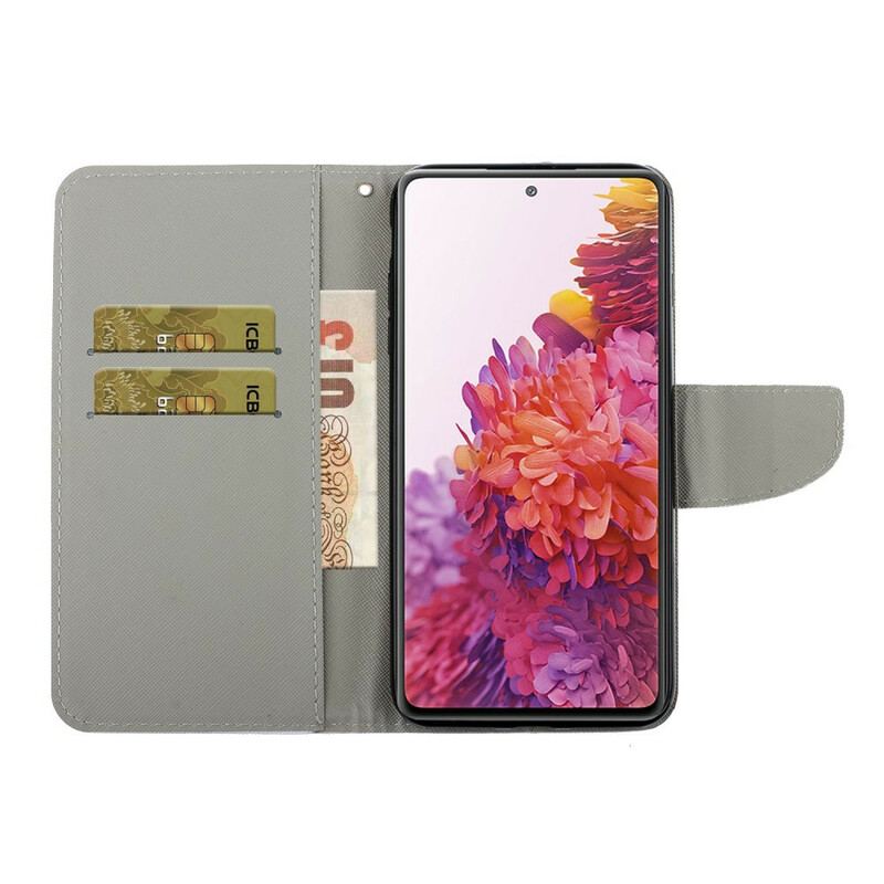 Capa Flip Para Samsung Galaxy S20 FE Lençóis Coloridos Com Cordão