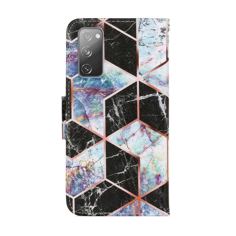 Capa Flip Para Samsung Galaxy S20 FE Mármore Geométrico