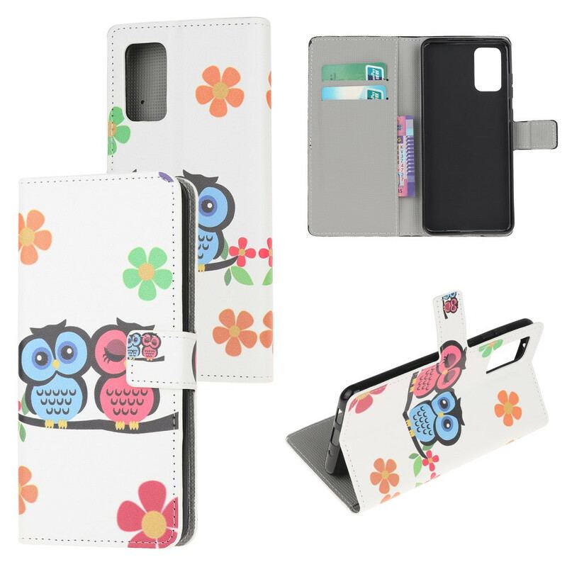 Capa Flip Para Samsung Galaxy S20 FE Par De Corujas