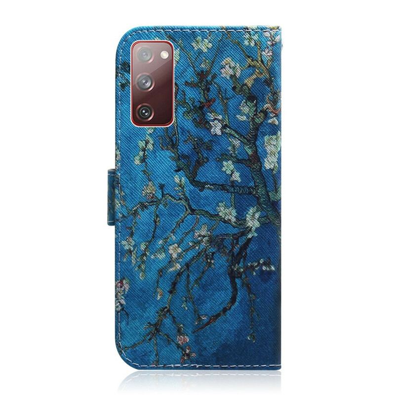 Capa Flip Para Samsung Galaxy S20 FE Ramo De Árvore Florido