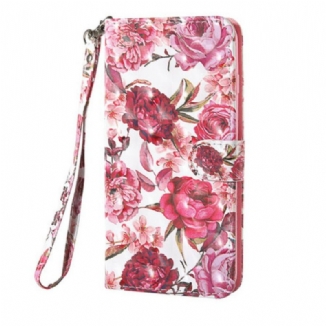 Capa Flip Para Samsung Galaxy S20 FE Rosas Light Spot Com Cordão