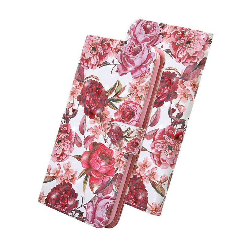 Capa Flip Para Samsung Galaxy S20 FE Rosas Light Spot Com Cordão