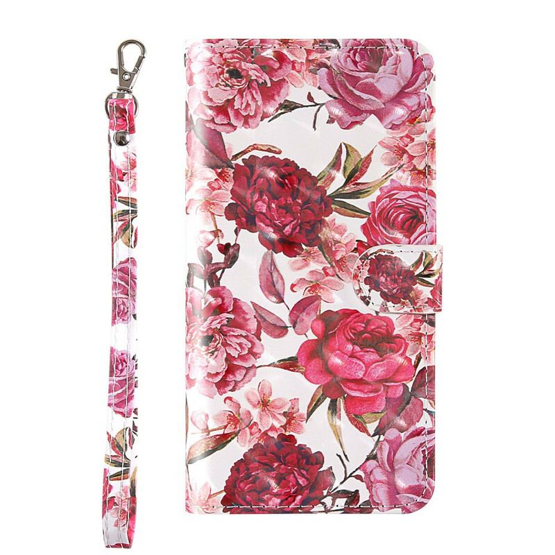 Capa Flip Para Samsung Galaxy S20 FE Rosas Light Spot Com Cordão