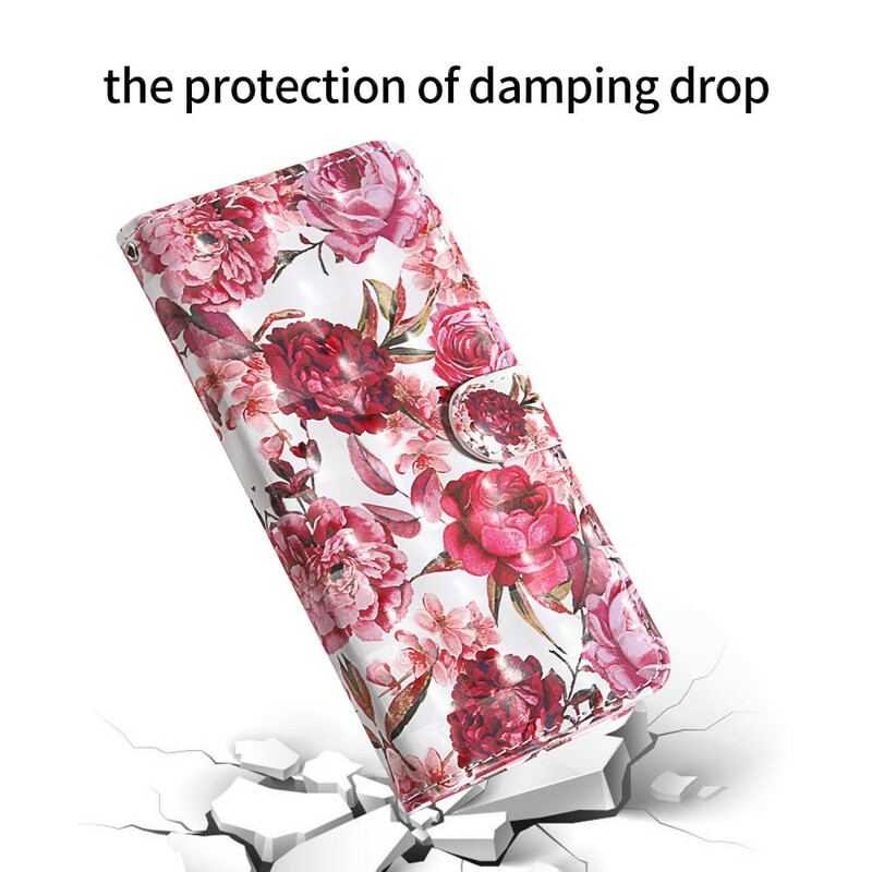 Capa Flip Para Samsung Galaxy S20 FE Rosas Light Spot Com Cordão