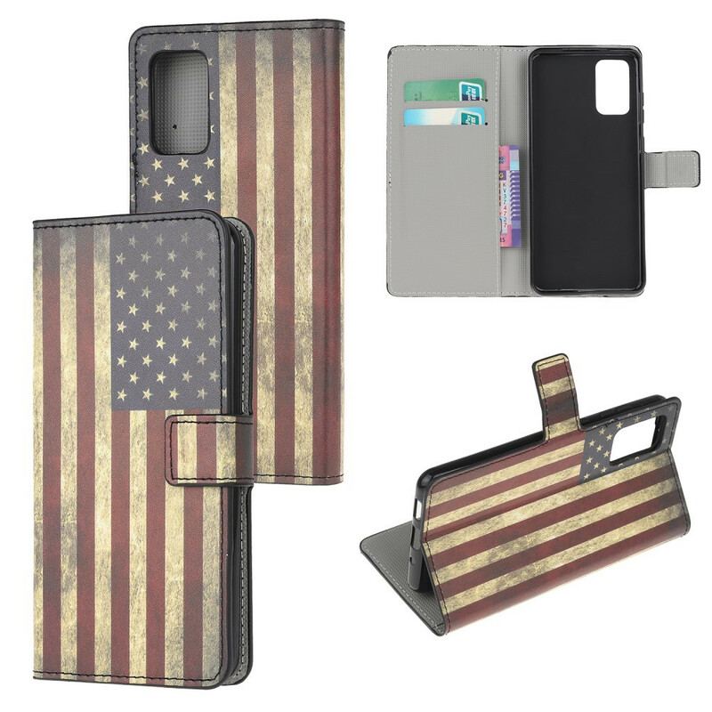 Capa Folio Para Samsung Galaxy S20 FE Bandeira Americana