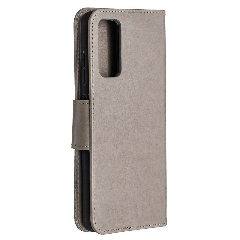 Capa Folio Para Samsung Galaxy S20 FE Borboletas Voando Com Cordão