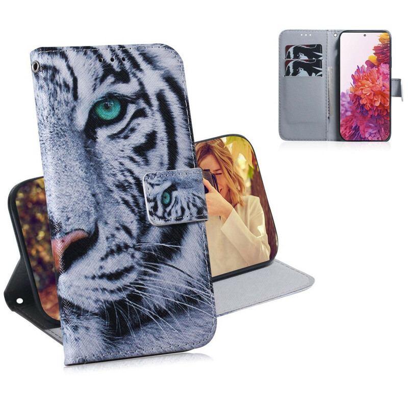 Capa Folio Para Samsung Galaxy S20 FE Cara De Tigre