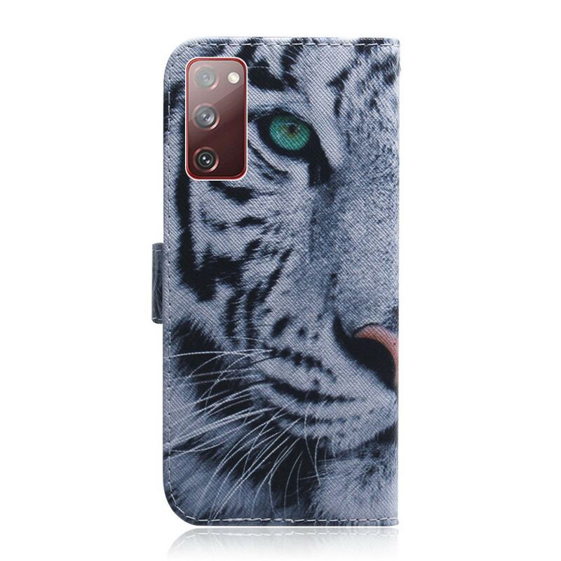 Capa Folio Para Samsung Galaxy S20 FE Cara De Tigre